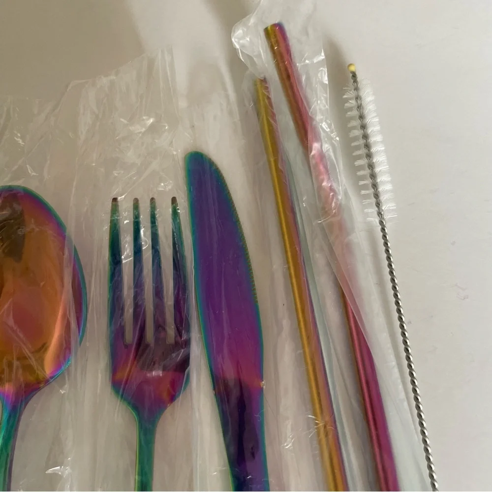 Travel Iridescent Utensil Set in Bag
